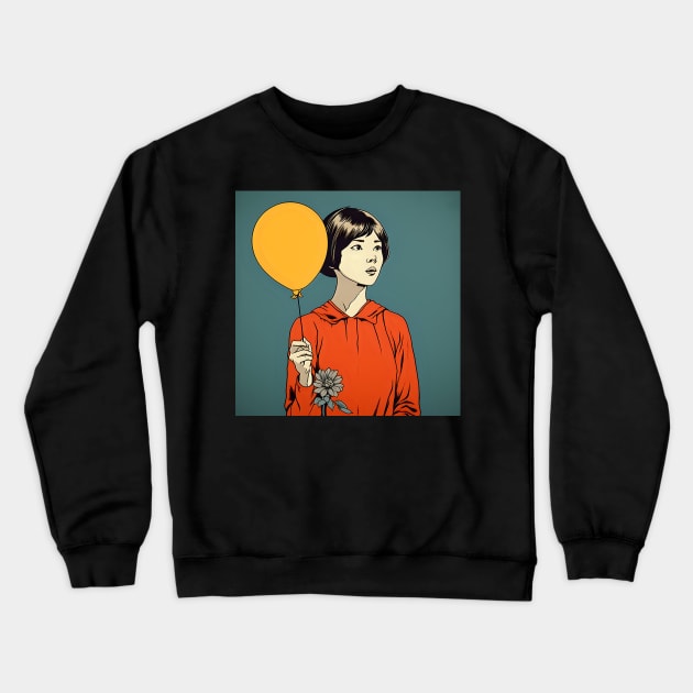 Asian woman with balloon Crewneck Sweatshirt by KOTYA